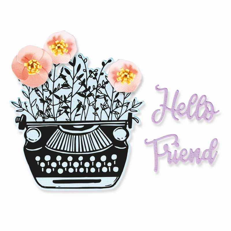 Afbeelding laden in galerijviewer, Sizzix • framelits die set 5pieces stamps hello typewriter