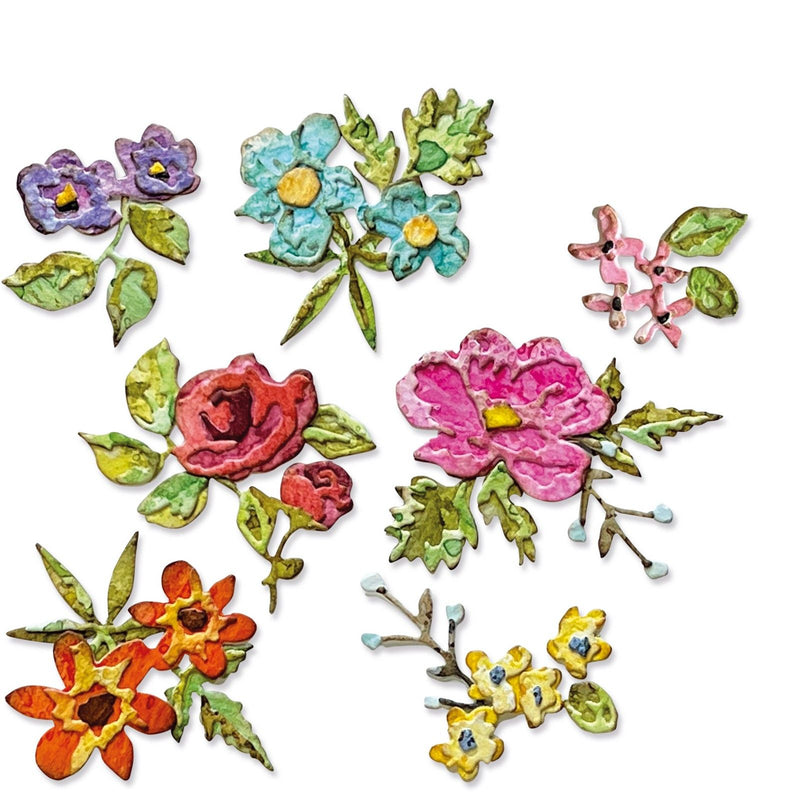 Afbeelding laden in galerijviewer, Sizzix • tim holtz thinlits die set brushstroke flowers mini 14pcs