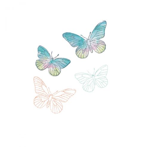Afbeelding laden in galerijviewer, Sizzix • clear stamps set a5 with framelits die painted pencil butterflies