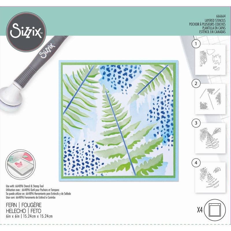 Afbeelding laden in galerijviewer, Sizzix • layered stencil fern 4pcs
