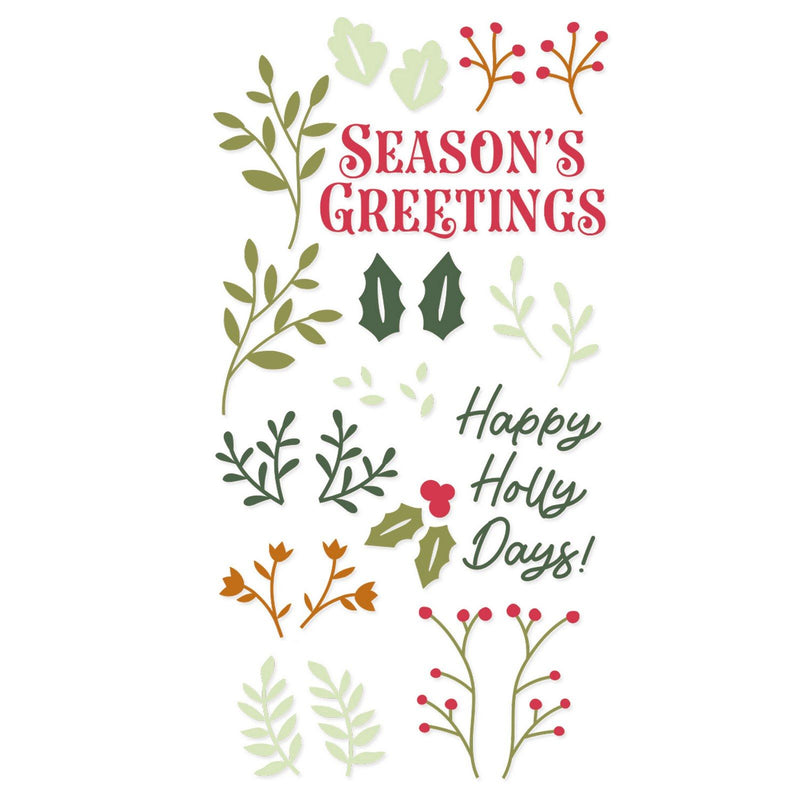 Afbeelding laden in galerijviewer, Sizzix • clear stamp set happy holly days 29pcs