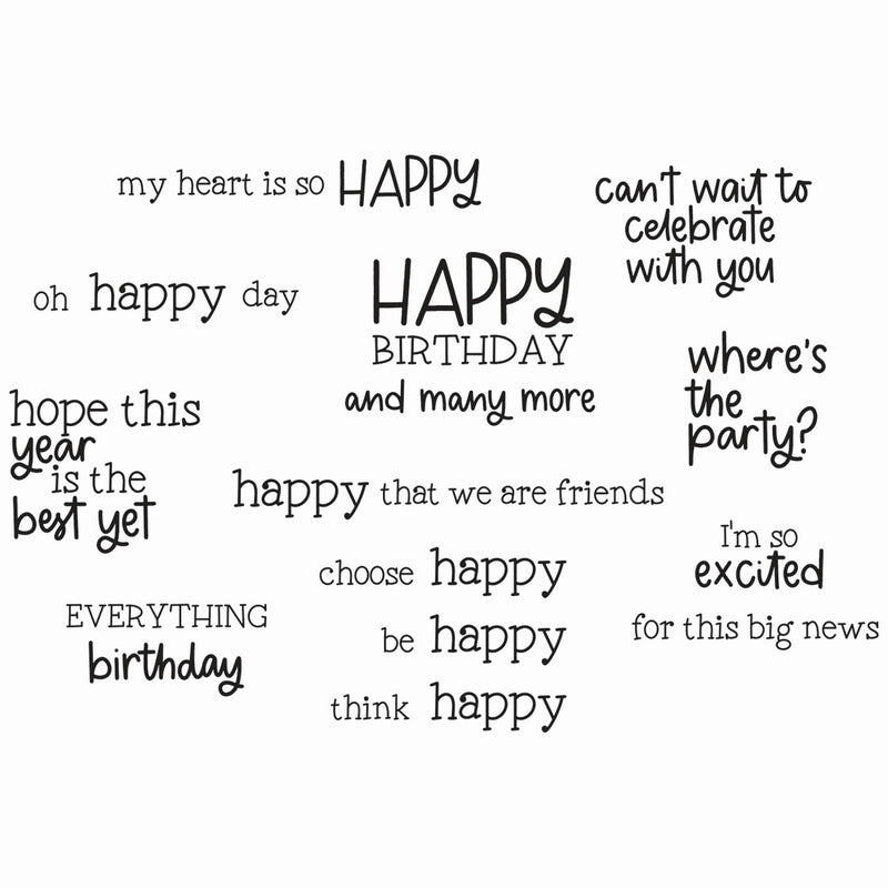 Afbeelding laden in galerijviewer, Sizzix • clear stamps set 21pcs happy everything sentiment by catherine pooler