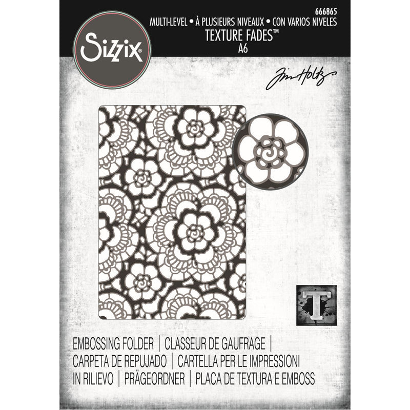 Afbeelding laden in galerijviewer, Sizzix • multi level textured impressions embossing folder vault lace by tim holtz