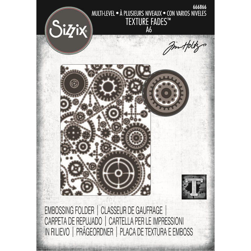 Afbeelding laden in galerijviewer, Sizzix • multi level textured impressions embossing folder vault gears by tim holtz