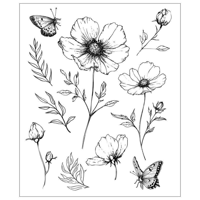Afbeelding laden in galerijviewer, Sizzix • clear stamp set 10pcs cosmo and butterflies by willow wolfe
