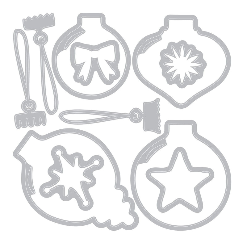 Afbeelding laden in galerijviewer, Sizzix • clear stamp set with framelits baubles by 49 and market 30pcs