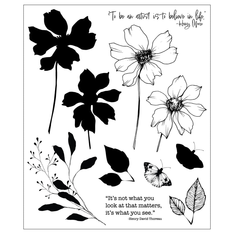 Afbeelding laden in galerijviewer, Sizzix • clear stamp set 11pcs wild blooms by willow wolfe