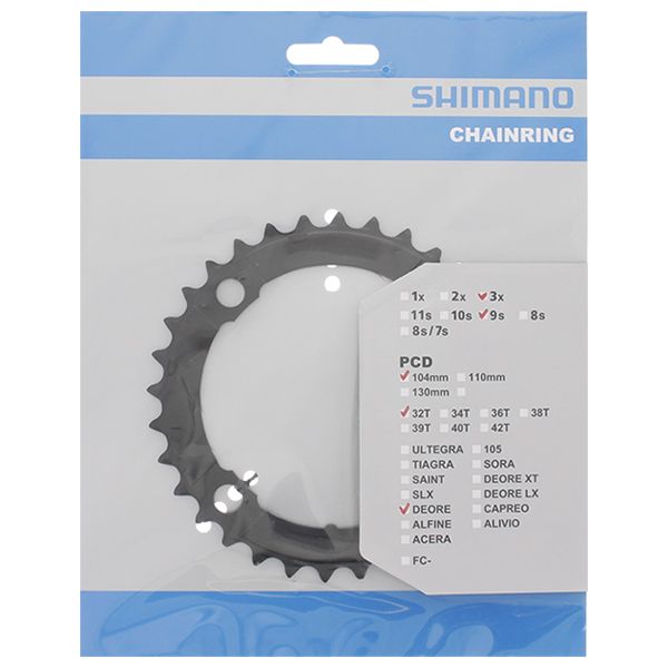 Afbeelding laden in galerijviewer, Shimano kettingblad Deore 9V 4-arm Y1LD98080 zwart 32T