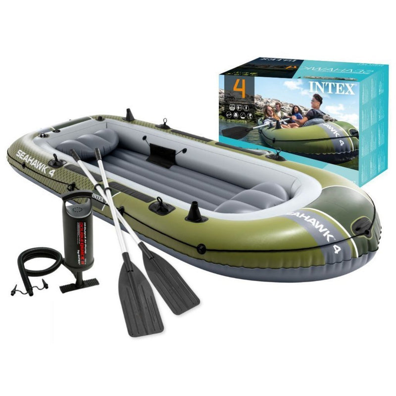 Afbeelding laden in galerijviewer, Intex 66334np seahawk 4 opblaasboot 351x145x48 cm groen