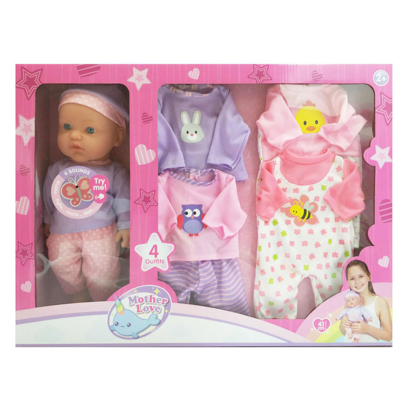 Afbeelding laden in galerijviewer, Babypop met geluiden en outfits - 41cm