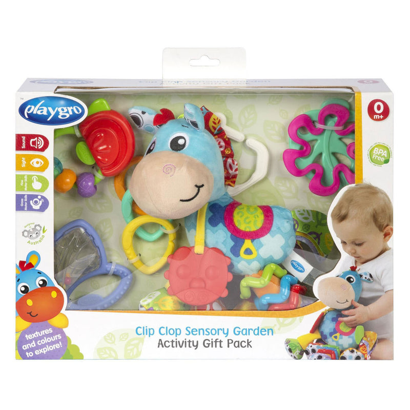 Afbeelding laden in galerijviewer, Playgro sensorische clip clop eenhoorn ontdek en speel geschenkset
