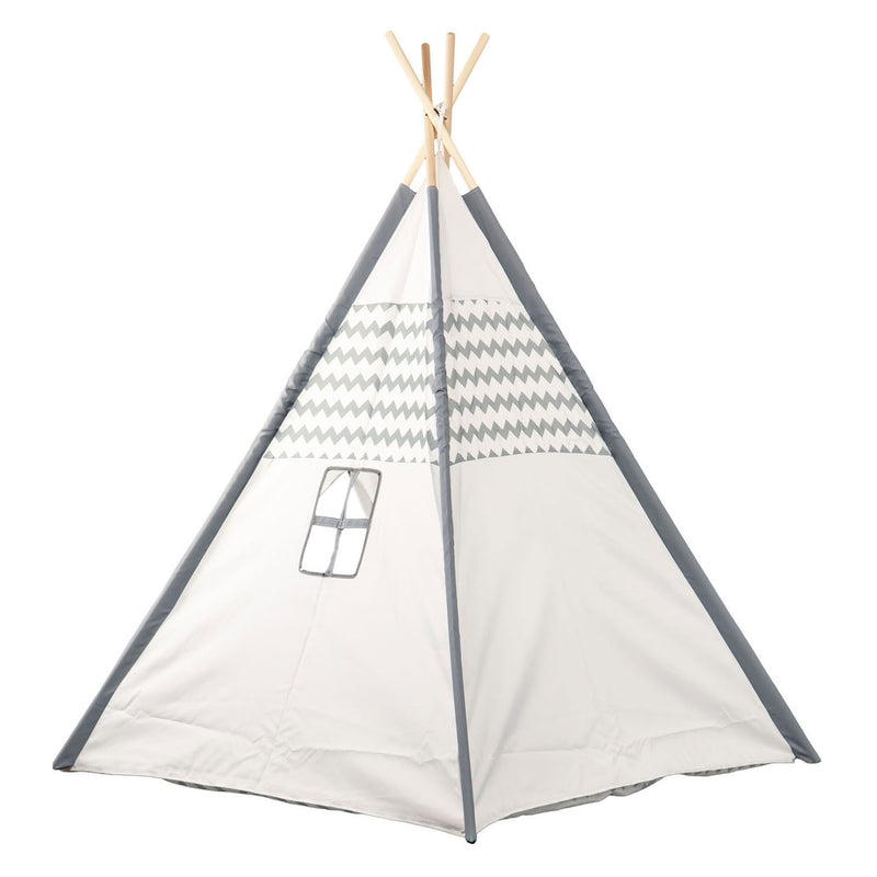 Afbeelding laden in galerijviewer, Tipi met houten stokken en vloerkleed - 120x120x150cm