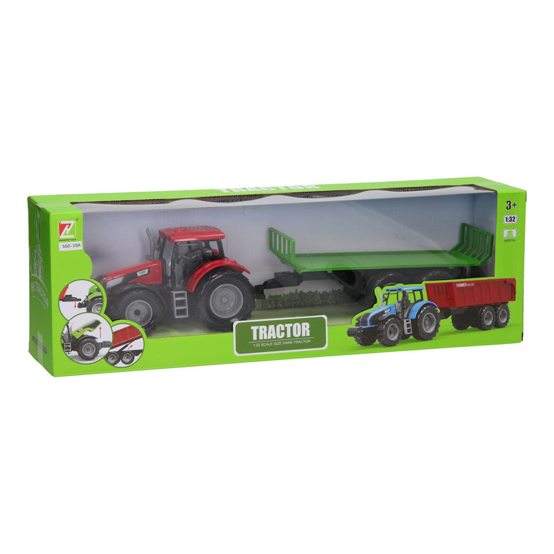 Afbeelding laden in galerijviewer, Tractor met platte kar 1:32