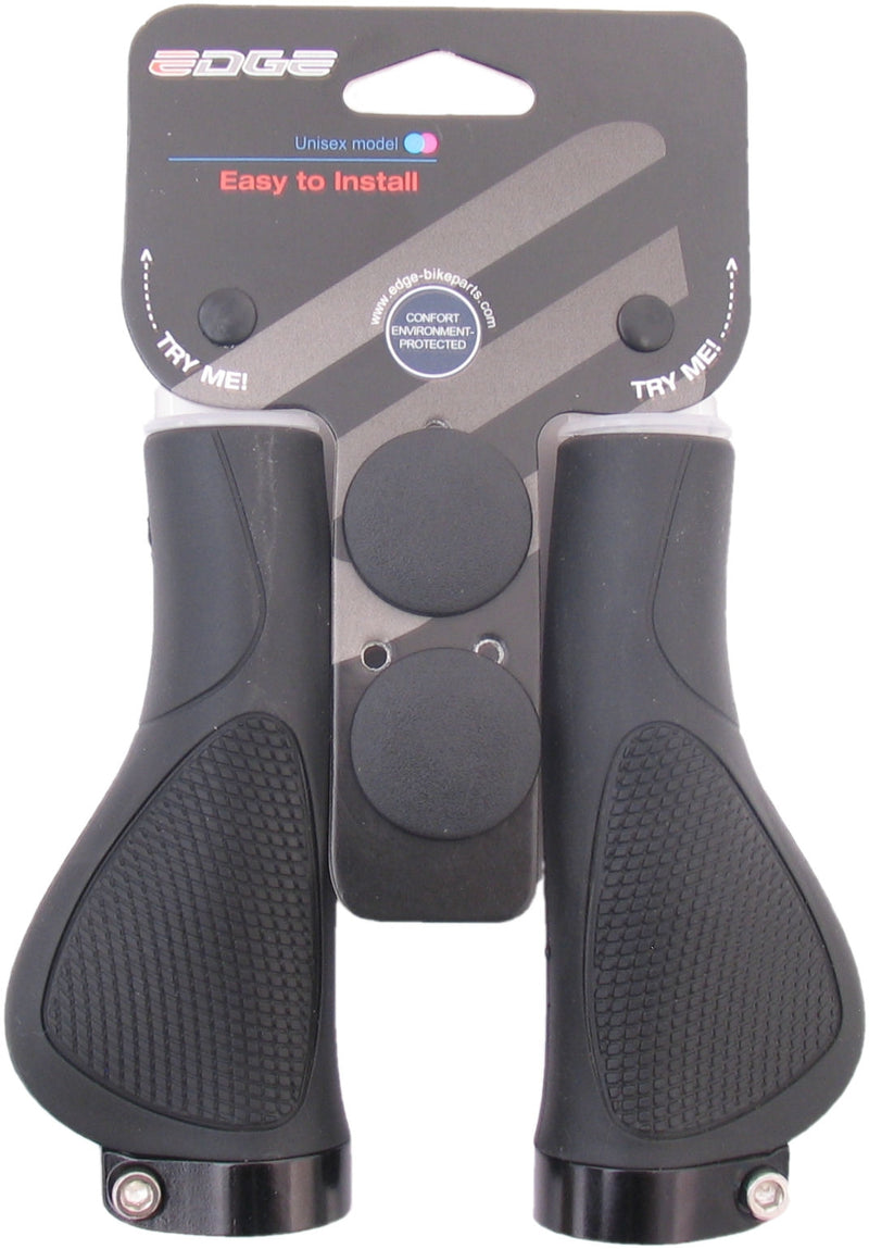 Afbeelding laden in galerijviewer, Edge Ergo City Plus 132mm Rubberen Fiets Handvatten (Zwart)