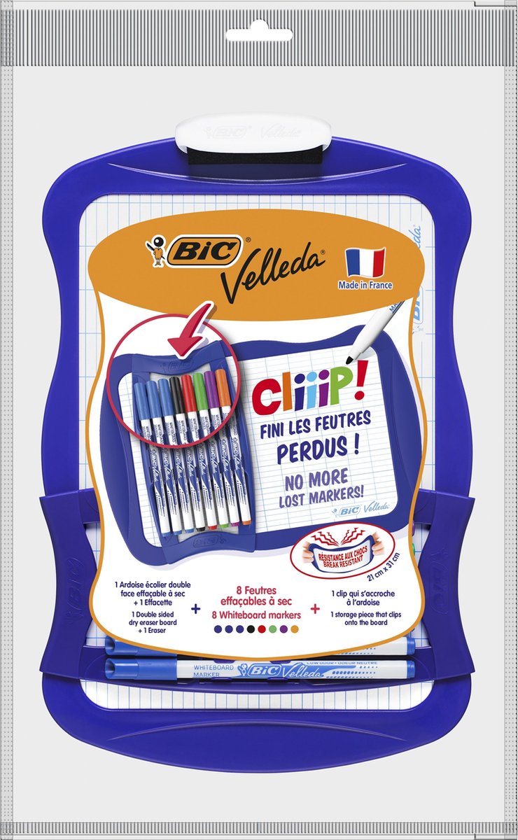 Afbeelding laden in galerijviewer, Bic velleda whiteboard met 8 markers