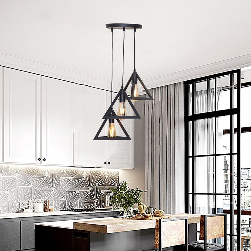 Afbeelding laden in galerijviewer, Homestyle pro mk022-b industriële pyramide hanglampen zwart metaal