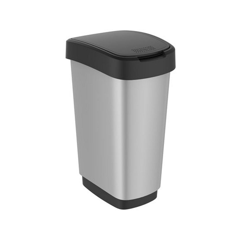 Afbeelding laden in galerijviewer, Rotho twist afvalbak 25l zilver metallic