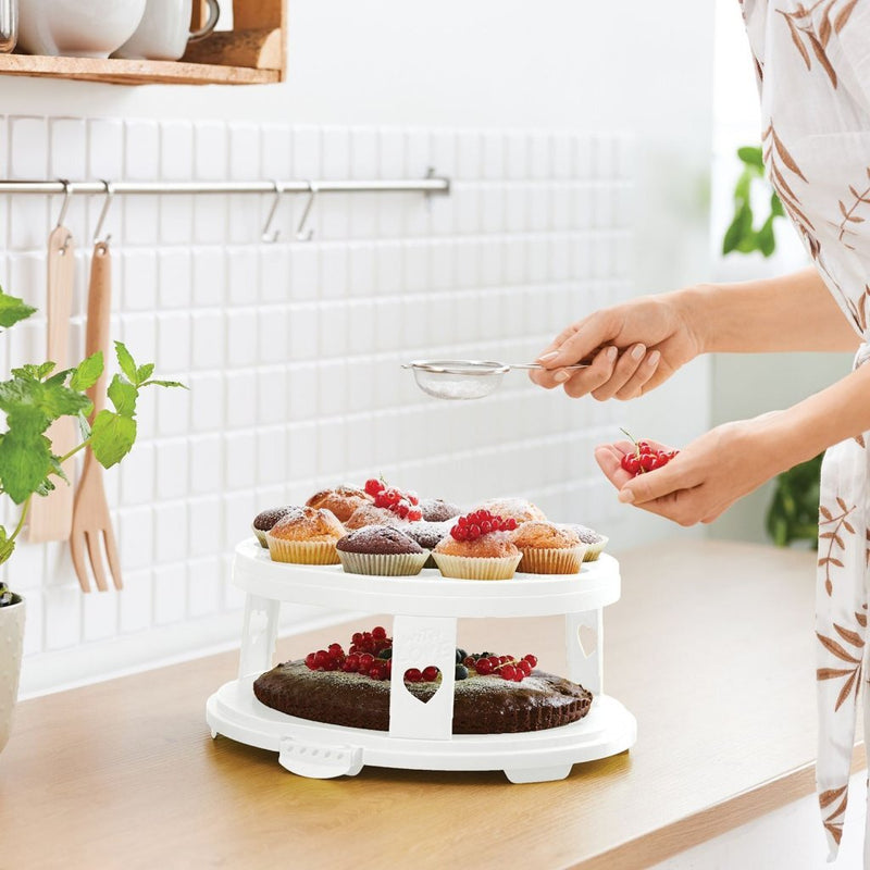 Afbeelding laden in galerijviewer, Rotho fresh taartdoos xl + cupcake-houders 35.5x34.5x26 cm wit transparant