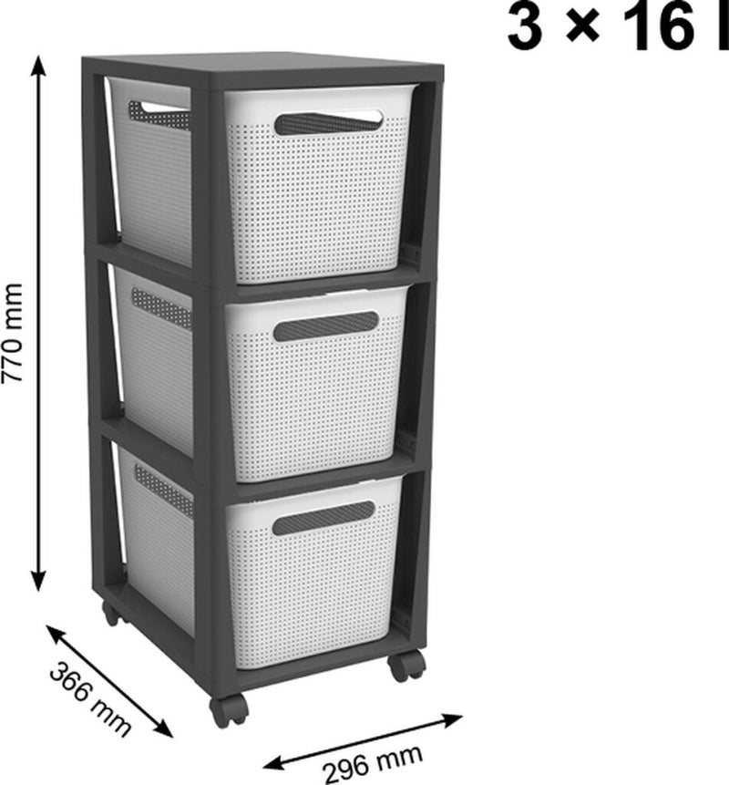 Afbeelding laden in galerijviewer, Rotho brisen design ladekast 3x16l wit
