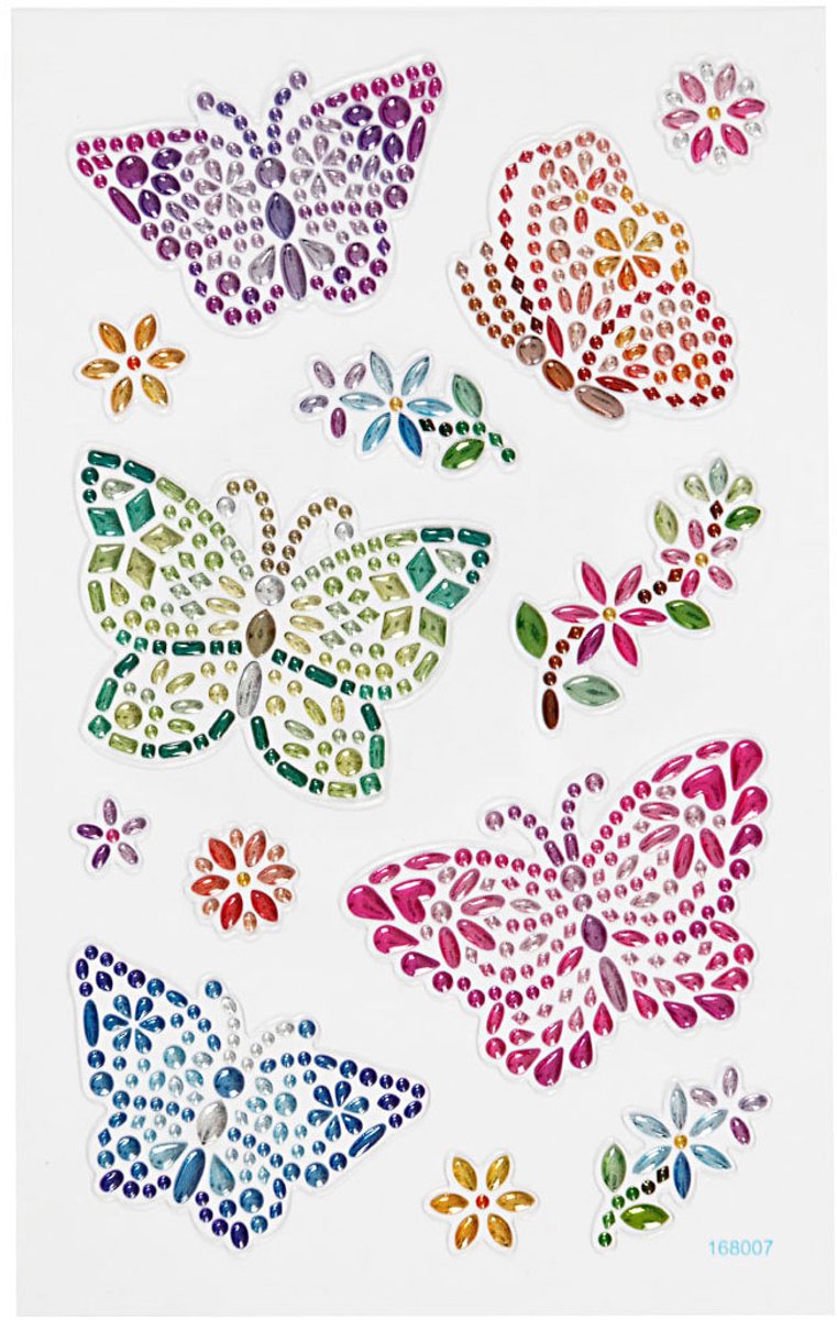 Afbeelding laden in galerijviewer, Creativ company diamond stickers - vlinders - zelfklevende glitter stickers - strass knutselstickers - feestelijke plakdiamant stickers - diy hobby decoratie stickers - 10x16 cm - 1 vel