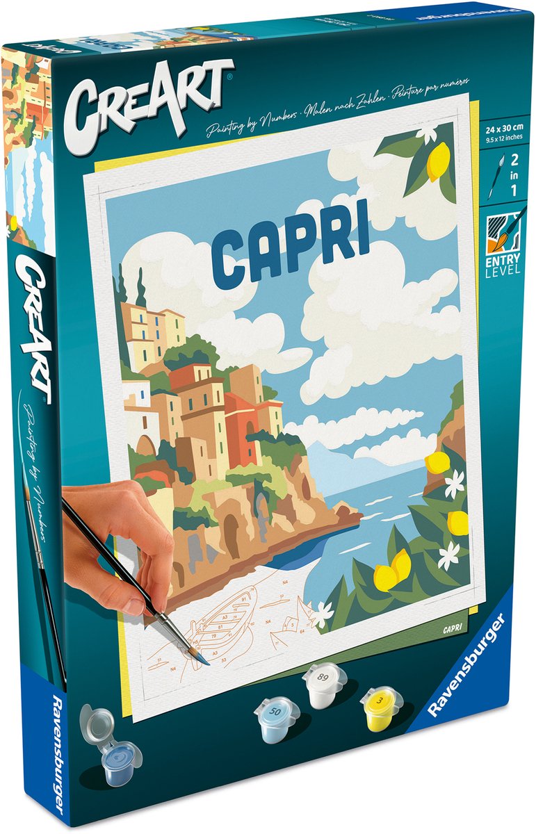 Afbeelding laden in galerijviewer, Ravensburger schilderen op nummer set capri schilderen italiaanse kust.