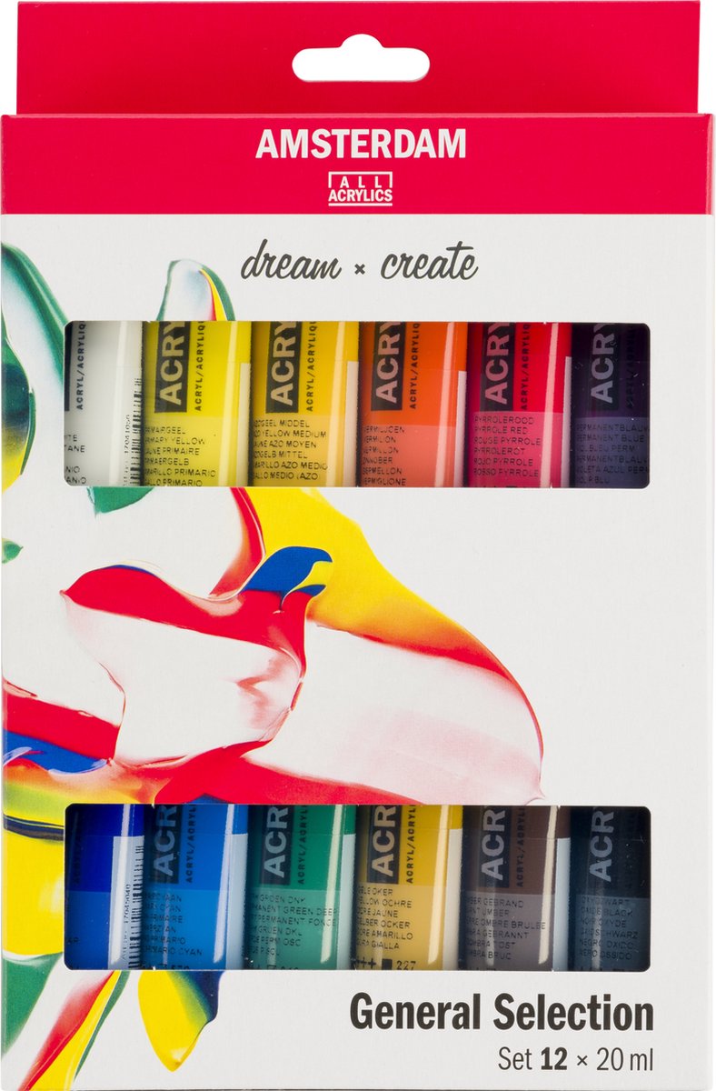 Afbeelding laden in galerijviewer, Amsterdam standard series acrylverf algemene selectie set | 12 × 20 ml