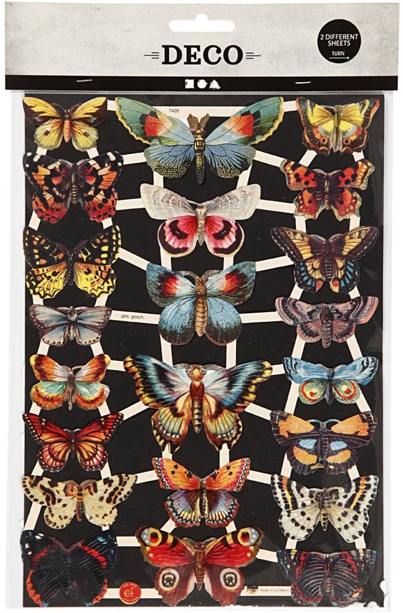 Afbeelding laden in galerijviewer, Creativ company vintage plaatjes vlinders, 2 vellen