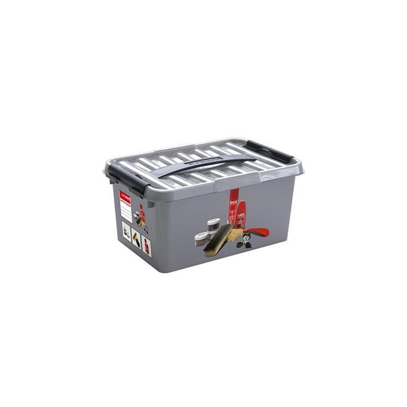Afbeelding laden in galerijviewer, Sunware q-line schoenpoetsdoos met inzet 6l - 30x30x14.7 cm - metaal zwart