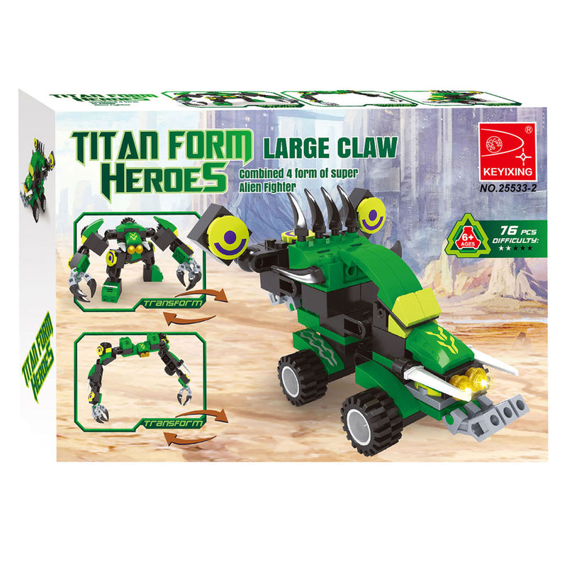 Afbeelding laden in galerijviewer, Lobbes speelgoed bv lobbes bouwset titan transformeer robot groen 76-delig speelgoed.