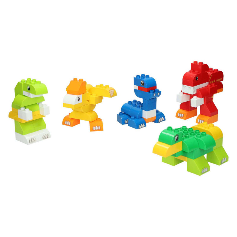 Afbeelding laden in galerijviewer, Lobbes blokjes bouwset dino in opbergbox - 84dlg.