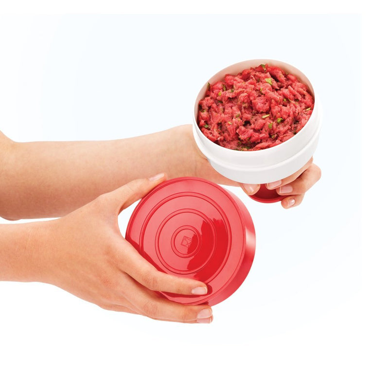 Afbeelding laden in galerijviewer, Metaltex kitchen helpers hamburgerpers 11 cm rood wit