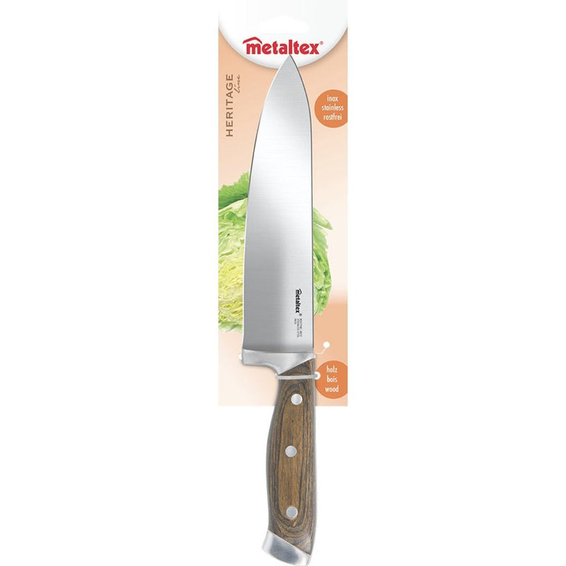 Afbeelding laden in galerijviewer, Metaltex heritage chefmes met houten greep 34 cm
