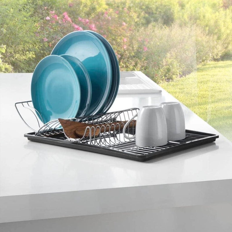 Afbeelding laden in galerijviewer, Metaltex afdruiprek wingtex 51x31 cm antraciet zilver 2-delig