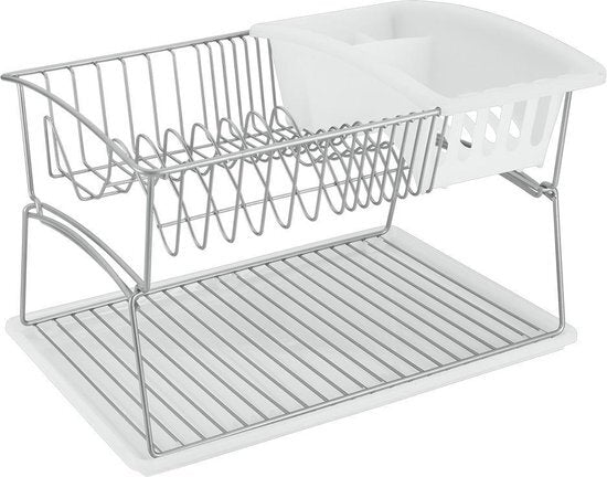 Afbeelding laden in galerijviewer, Tomado-metaltex tomado-metaltex silver afdruiprek 45x31x28cm 2 verdiepingen