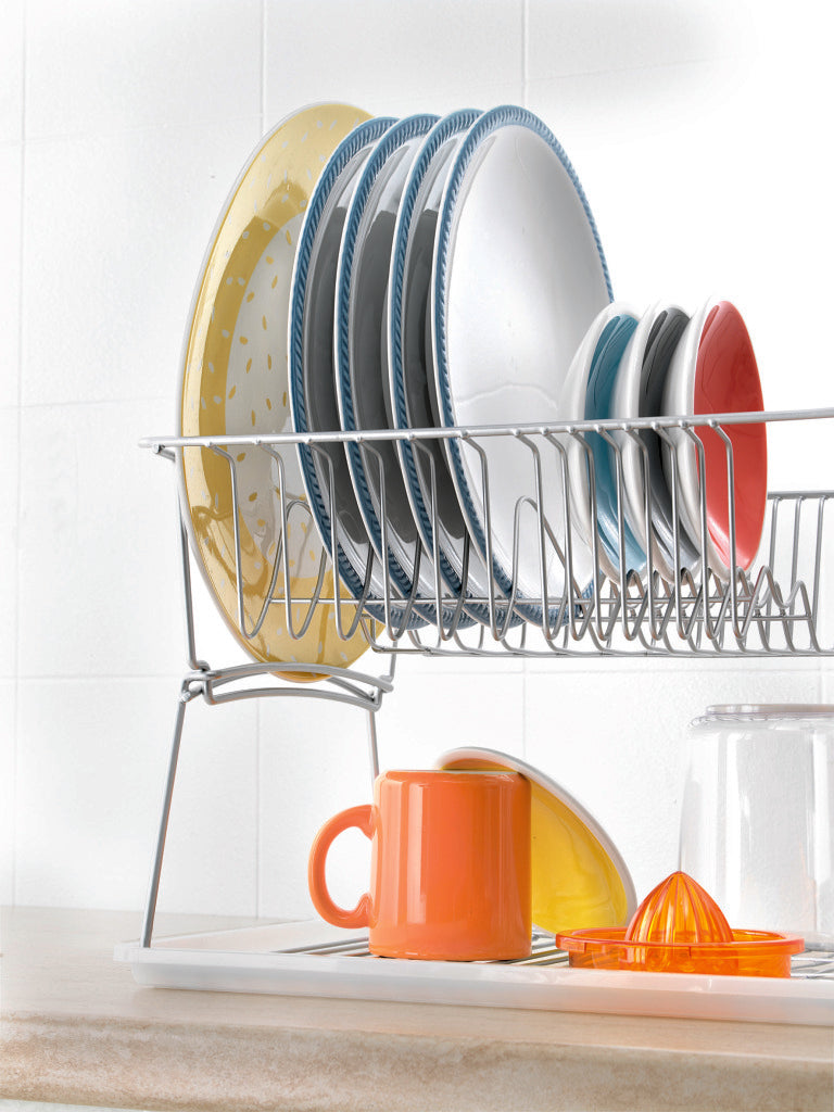 Afbeelding laden in galerijviewer, Tomado-metaltex tomado-metaltex silver afdruiprek 45x31x28cm 2 verdiepingen