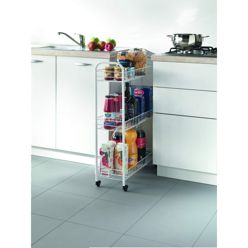 Afbeelding laden in galerijviewer, Tomado-metaltex slim keukentrolley met wielen 23x56x84 cm wit