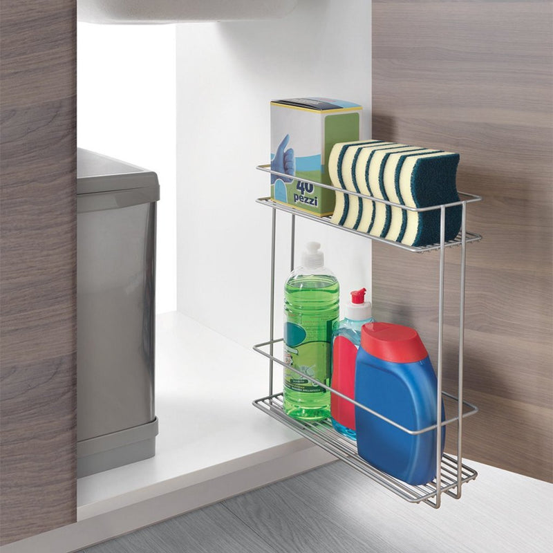 Afbeelding laden in galerijviewer, Metaltex space saver smart kitchen uitschuifbaar gootsteenkastrekje 11x38x34 cm zilver