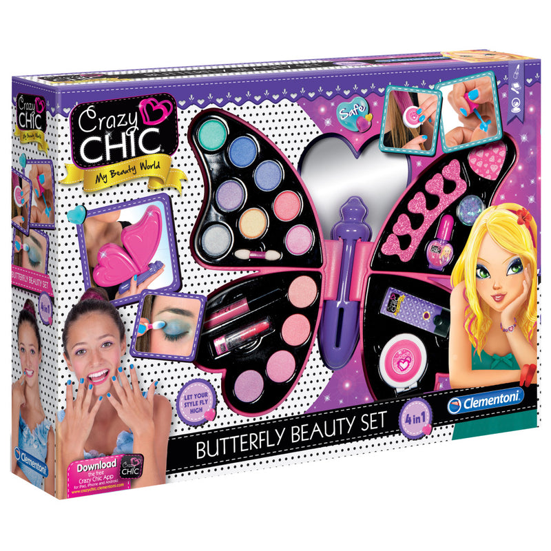 Afbeelding laden in galerijviewer, Clementoni crazy chic butterfly beautyset make-up koffer