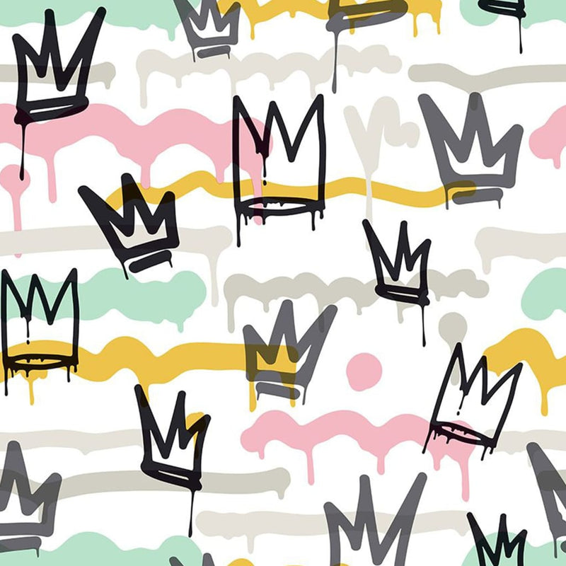 Afbeelding laden in galerijviewer, Noordwand behang friends coffee sith graffity and crowns zwart wit