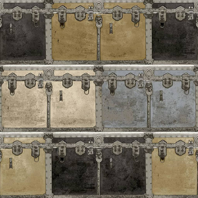 Afbeelding laden in galerijviewer, Noordwand behang friends coffee boxes and locks metallic en beige