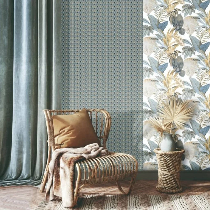 Afbeelding laden in galerijviewer, Noordwand behang topchic fans blauw