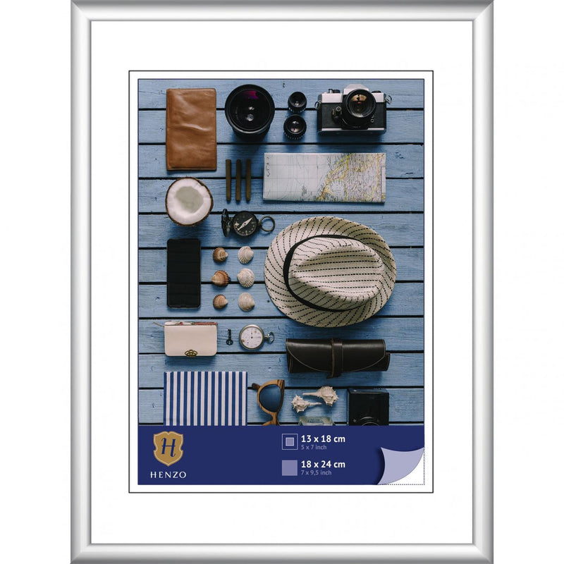 Afbeelding laden in galerijviewer, Henzo fotolijst napoli frame 18x24cm foto 10x15cm zilver kunststof