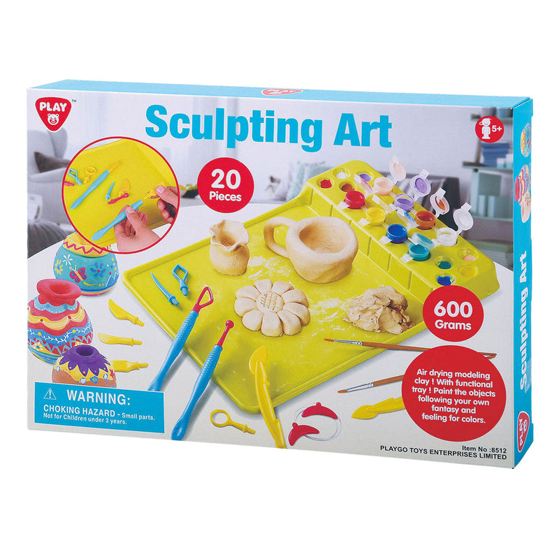 Afbeelding laden in galerijviewer, Playgo beeldhouwen kleiset met verf en accessoires - 20dlg.