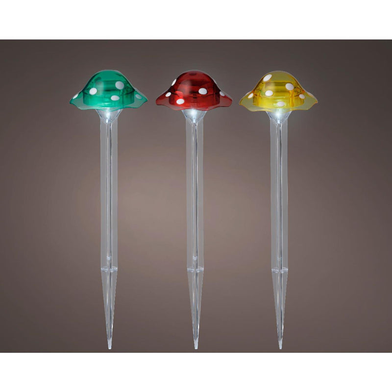 Afbeelding laden in galerijviewer, Lumineo solar lamp paddestoel op spies kunststof ø8.7x33.5cm multi kleuren
