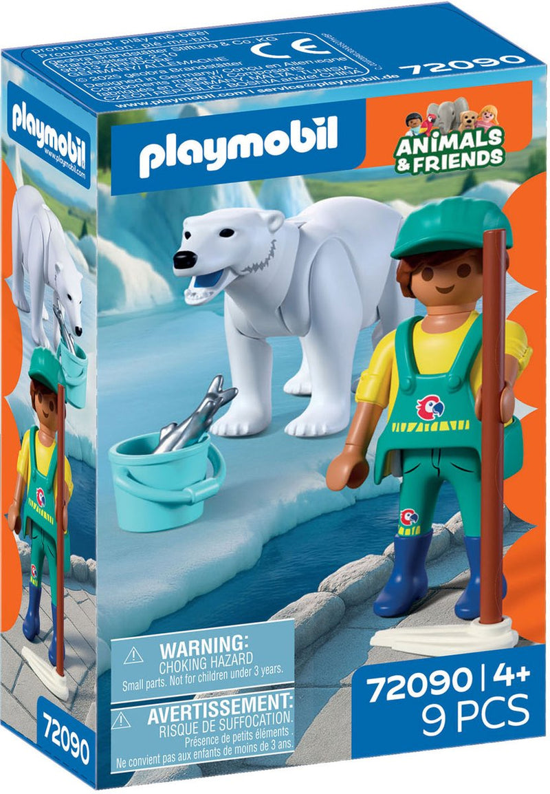 Afbeelding laden in galerijviewer, Playmobil dierentuin speelset ijsbeer dierenverzorger - fantasierijk speelgoed.