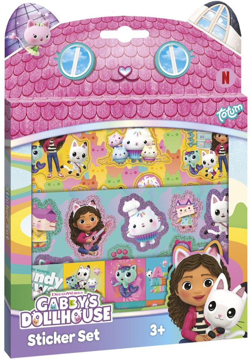 Afbeelding laden in galerijviewer, Totum gabby’s poppenhuis stickerset 3 vellen stickers met speeldecor - gabby’s dollhouse - creatief speelgoed meisjes vanaf 3 jaar