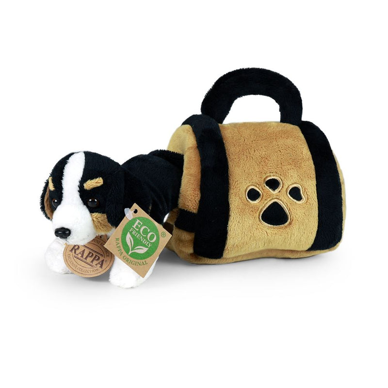 Afbeelding laden in galerijviewer, Pluche berner hond met krat 15 cm eco-vr