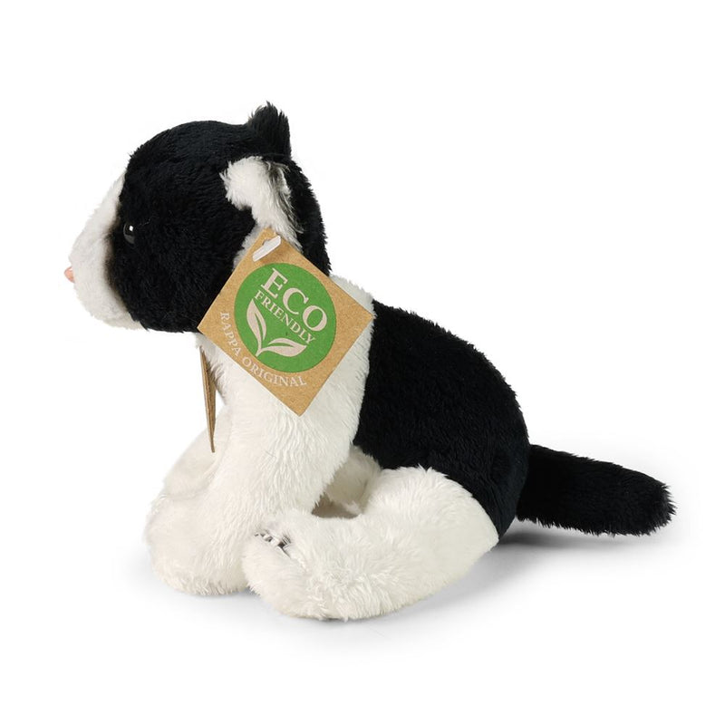 Afbeelding laden in galerijviewer, Pluche zwart-wit kat 14 cm eco-friendly
