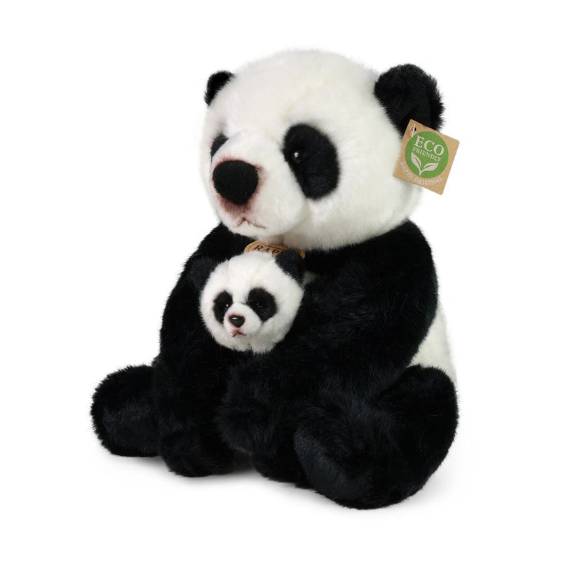 Afbeelding laden in galerijviewer, Rappa knuffelpanda met baby - 27 cm