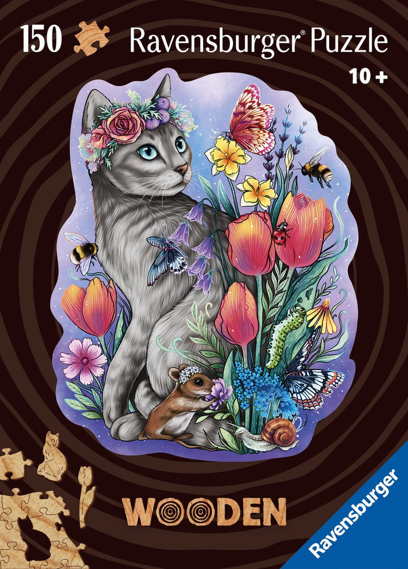 Afbeelding laden in galerijviewer, Ravensburger houten puzzel lovely cat - legpuzzel - 150 stukjes